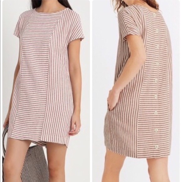 Madewell Dresses & Skirts - Madewell Stripe-Play Button-Back Tee Dress